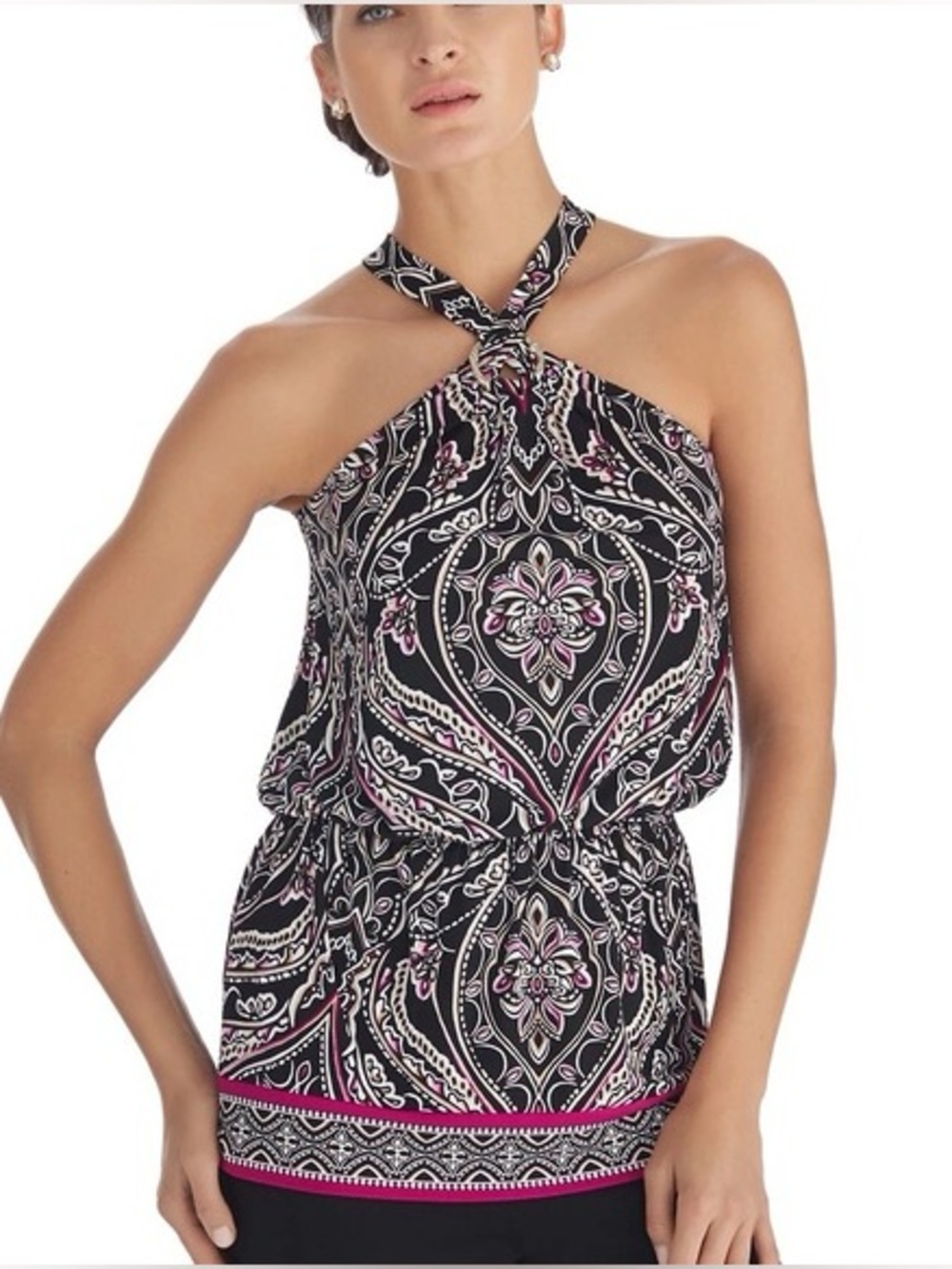White House Black Market halter peplum sleeveless tunic top XS